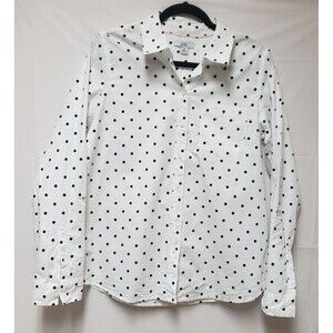 Women's Croft & Barrow Polka Dot Long Sleeve Roll Up  Button Down Shirt M NWOT